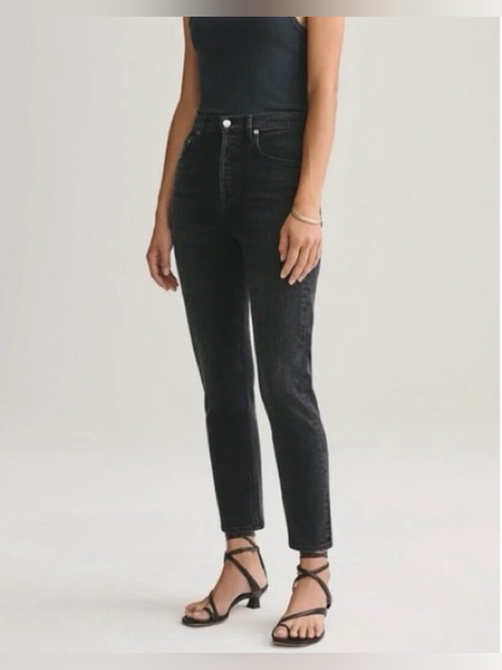 AGOLDE Riley High Rise Straight Crop Stretch Jean Black Pepper Wash Size 30
